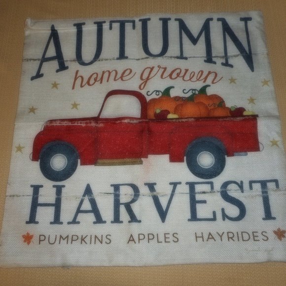 New Thanksgiving Fall Truck Pillow Cover w DEFECT - Picture 2 of 7